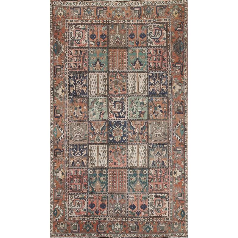 Hand Knotted Oriental 100% Wool Carpet Traditional Garden Design Multi-Colored Bakhtiari Area Rug - 10' 5'' X 6' 8''