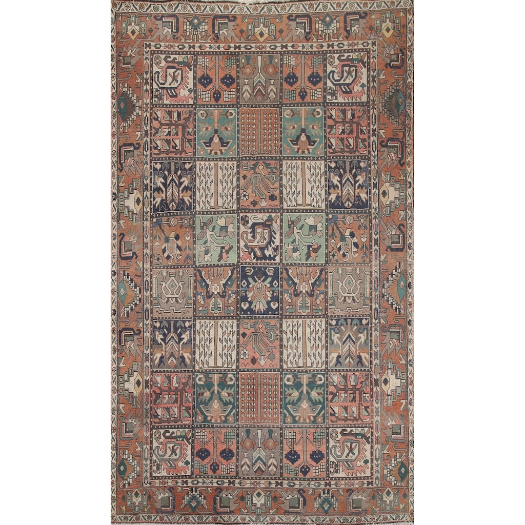Hand Knotted Oriental 100% Wool Carpet Traditional Garden Design Multi-Colored Bakhtiari Area Rug - 10' 5'' X 6' 8''