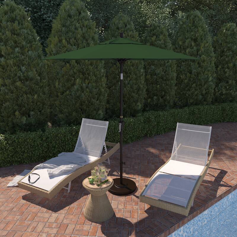 California Umbrella 7.5' Rd. Aluminum Patio Umbrella, Crank Lift with Push Button Tilt, Bronze Finish, Pacifica Fabric - Hunter Green