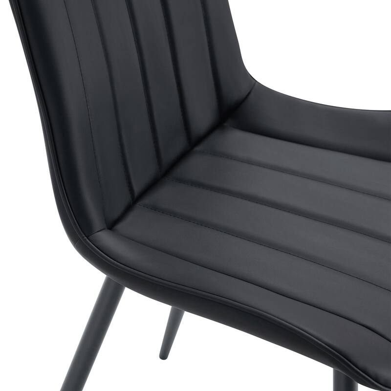 Roomfitters PU Dining Chairs with Extended Cushions and Metal Legs, Ergonomic Design Set of 4 for Modern Homes