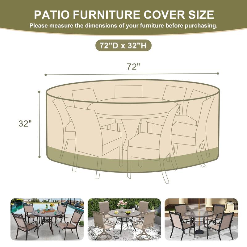 Aoodor Heavy Duty Outdoor Round Furniture Set Cover