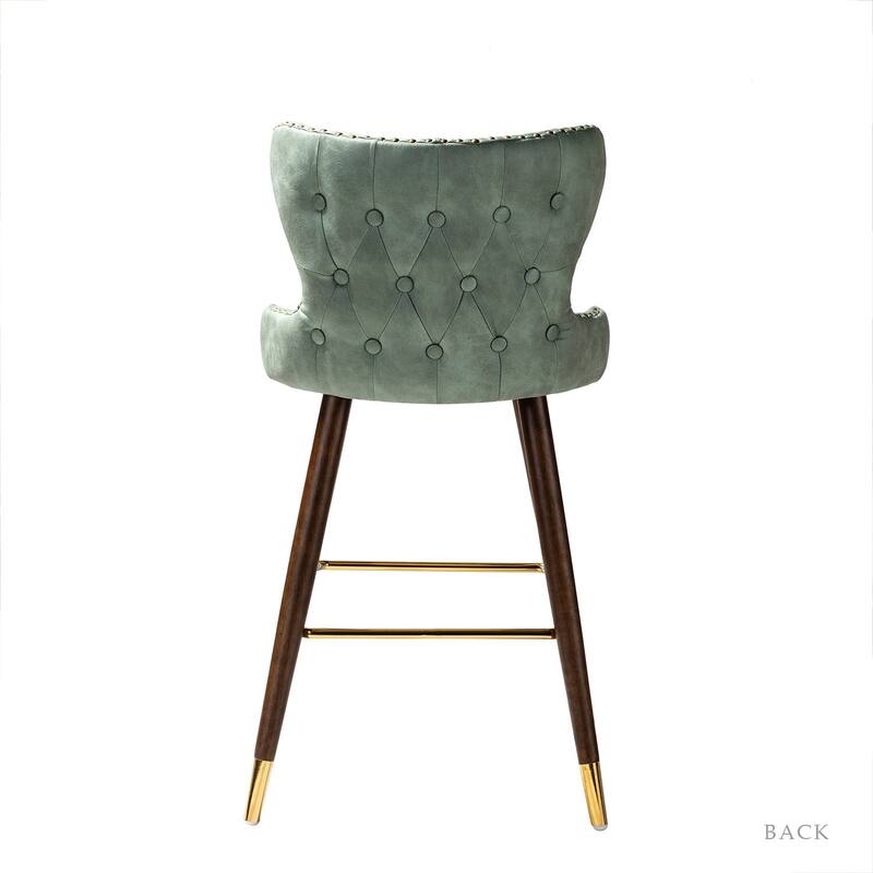 Hepburn Wingback Nailhead Trim Bar Stool Set of 2 by HULALA HOME