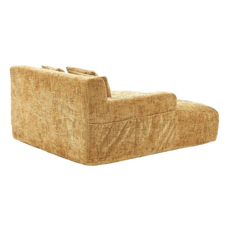 Chenille Interior Lazy Sofa Chaise Longue Armchair With Three Pillows And Armrestssleeping Sofa Bed