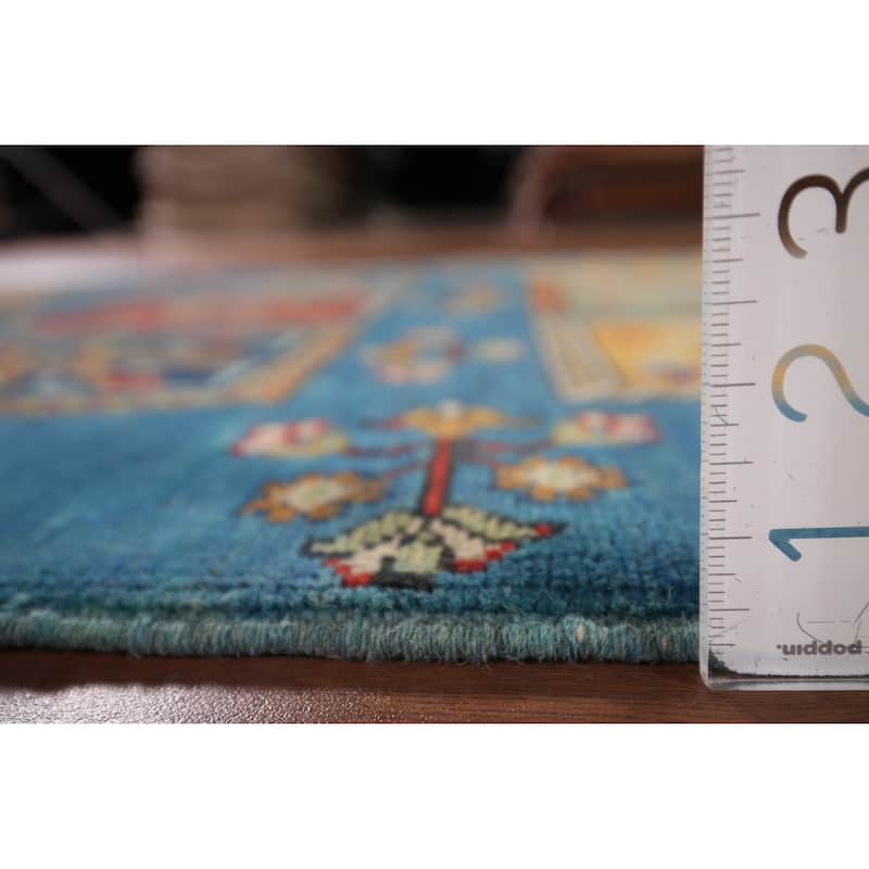 Garden Design Kazak Oriental Accent Rug Hand-Knotted Wool Carpet - 3'8" x 4'11"