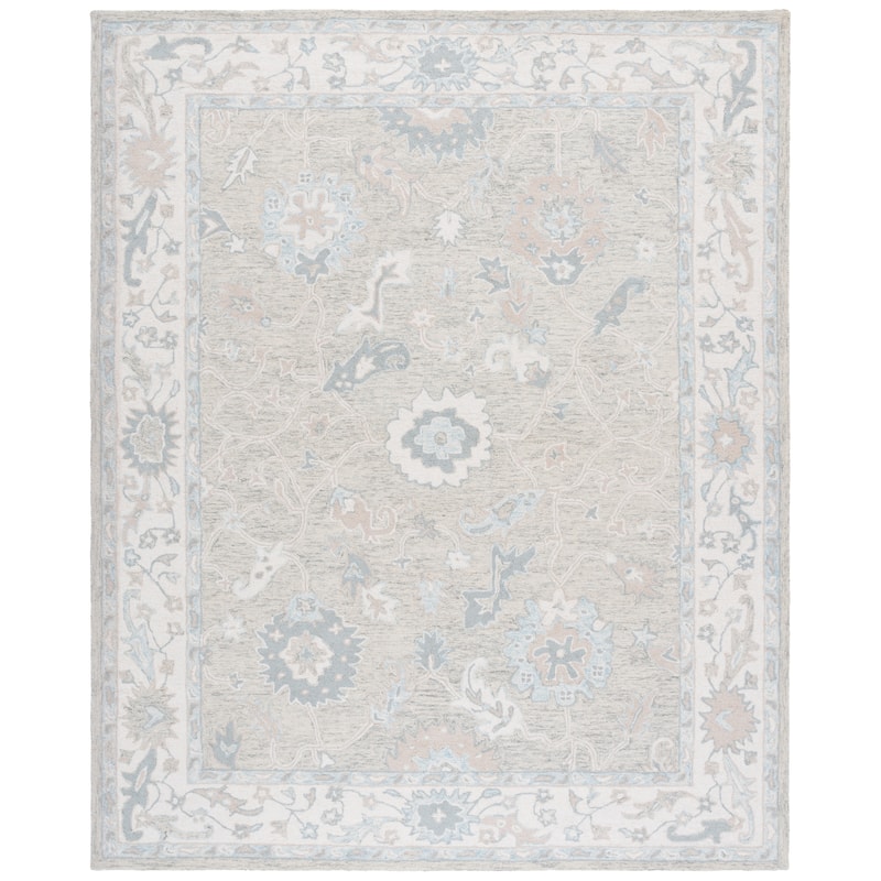 SAFAVIEH Handmade Ebony Yulija Modern & Contemporary Wool Rug - 11' x 15' - Light Grey/Ivory
