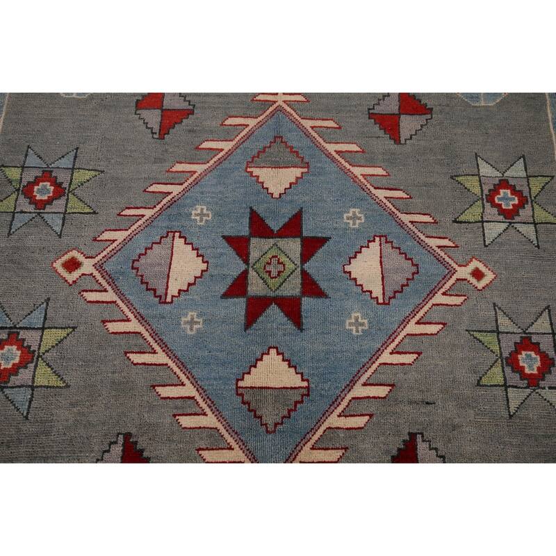 Gray Kazak Oriental Area Rug Handmade Wool Carpet - 6'6" x 10'2"