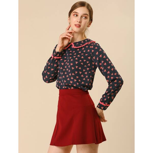 Shop Women S Cute Ruffle Peter Pan Collar Long Sleeve Casual Work