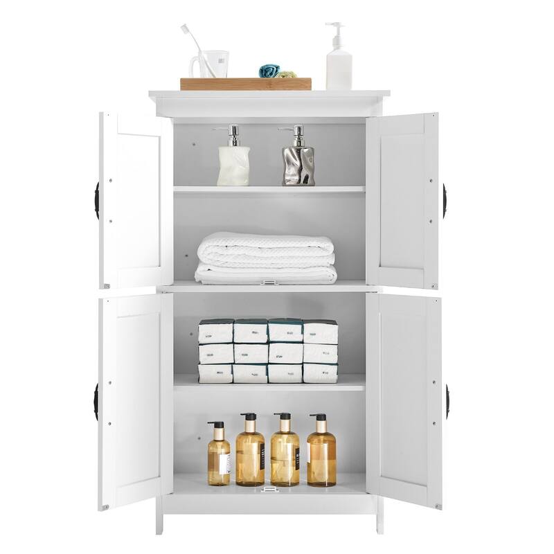 Freestanding Bathroom Cabinet with 4 Doors for Home Storage - 11.8 x 23.6 x 43.3 in
