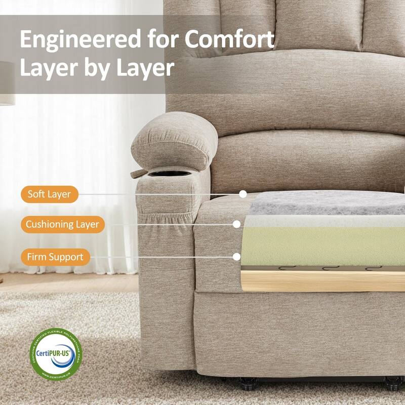 Power Lift Recliner Chair for Elderly, Massage and Heat, Faux Leather & Fabric