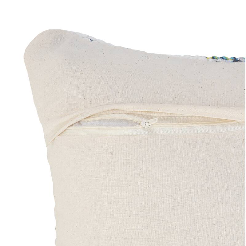 Sevita White and Multicolored Chindi Geometric Throw Pillow
