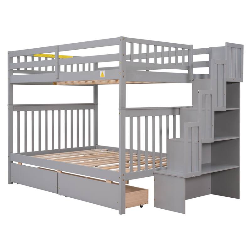 Bunk Bed with 2 Drawers and Staircases