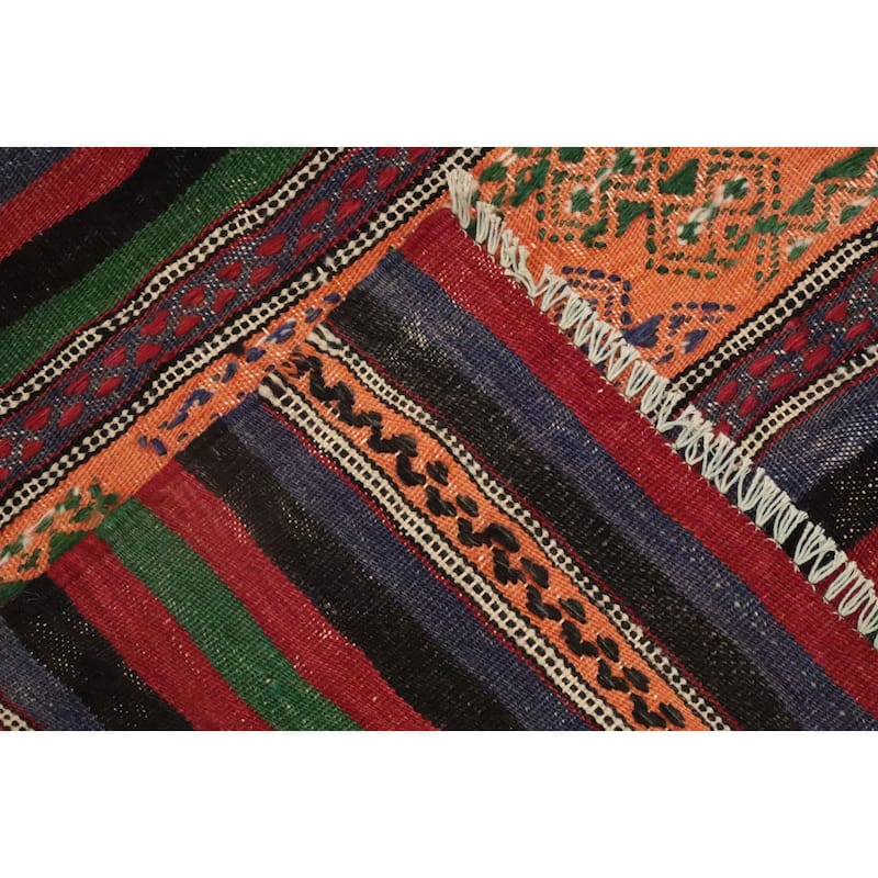 Hand Woven Oriental 100% Wool Carpet Southwestern Tribal Multi-Colored Kilim Area Rug - 10' 3'' X 5' 2''