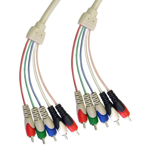 Offex RCA Component Video with Audio Cable, 3 RCA Male (RGB) and 2 RCA Male (Audio), 6 foot