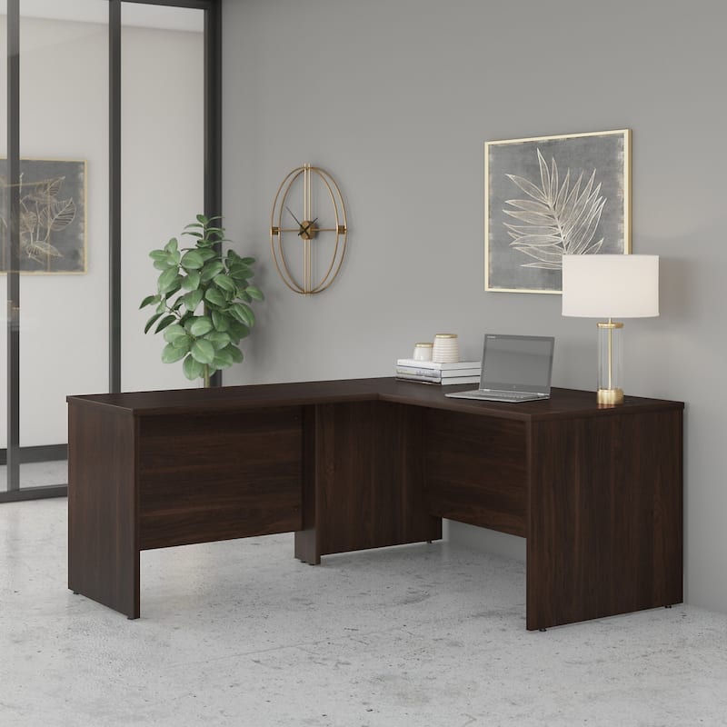 Studio C 60W L Shaped Desk with 42W Return by Bush Business Furniture - Black Walnut
