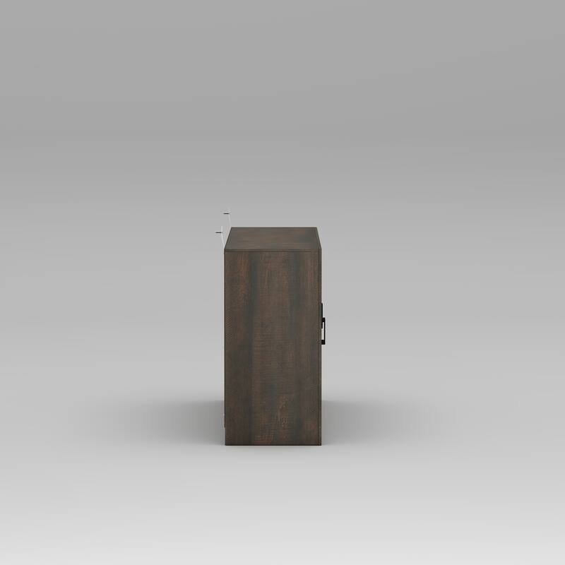 Acrylic Doors Creative White/Brown Buffet Sideboard Bookcase Accent Storage Cabinet: Elegant Storage with Rich Wood Grain Finish