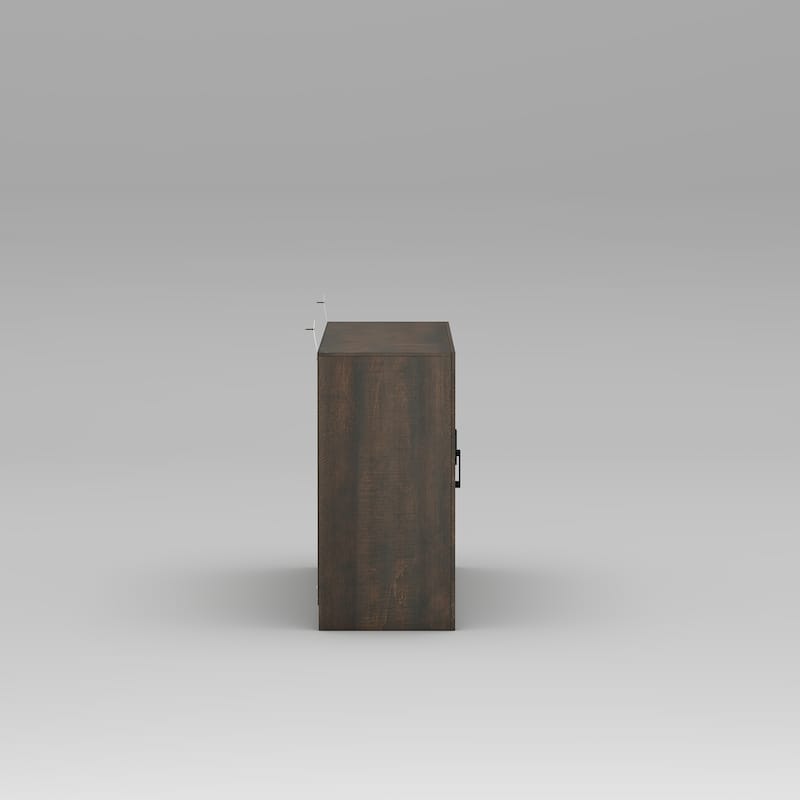 Acrylic Doors Creative White/Brown Buffet Sideboard Bookcase Accent Storage Cabinet: Elegant Storage with Rich Wood Grain Finish