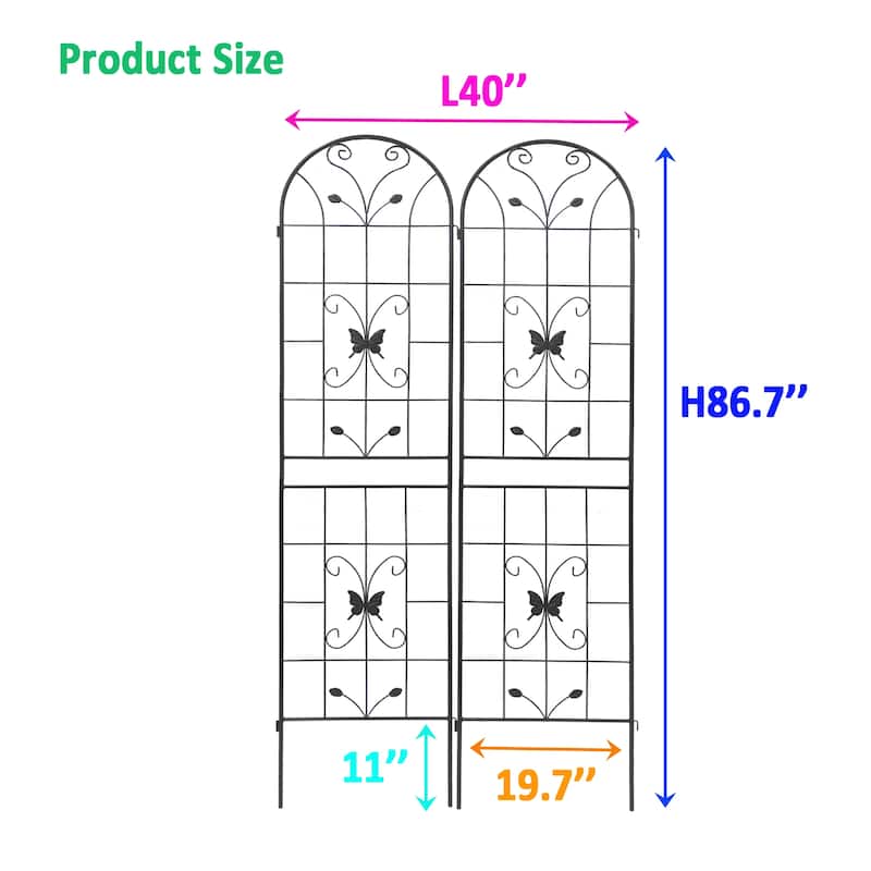 2 Pack Metal Garden Trellis 86.7" x 19.7" Rustproof Trellis for Climbing Plants Outdoor Flower Support Cream