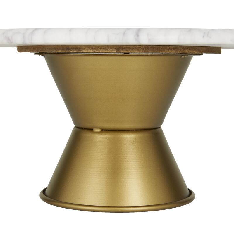 Ceramic Cake Stand with Gold Base - White or Gray - CosmoLiving by Cosmopolitan