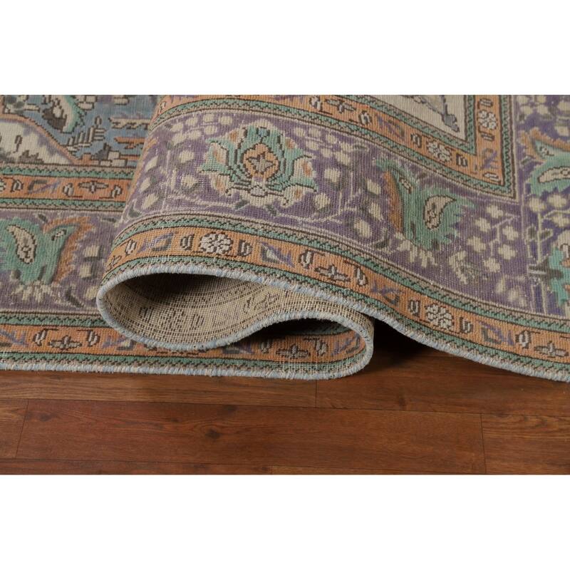Blue Tabriz Persian Area Rug Hand-Knotted Bedroom Wool Carpet - 6'9"x 9'5"