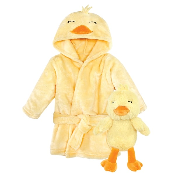 slide 1 of 1, Hudson Baby Plush Bathrobe and Toy Set, Yellow Duck, One Size - Yellow Duck - One Size One Size - Yellow Duck
