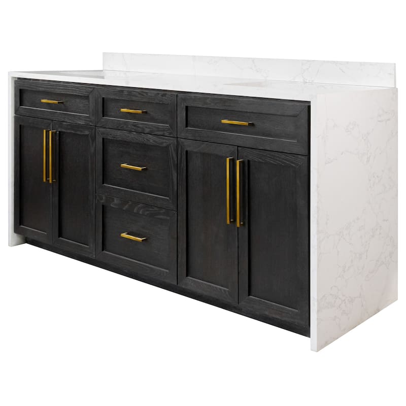 KitchenBathCollection Palisade 72" Double Waterfall Vanity with Engineered Marble Top