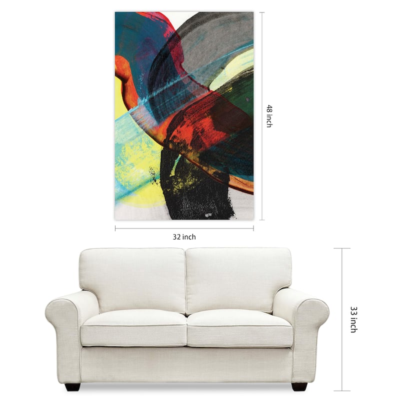 "Carnival Crossing Abstract I&II" Frameless Free Floating Reverse Printed Tempered Glass Wall Art Set of 2
