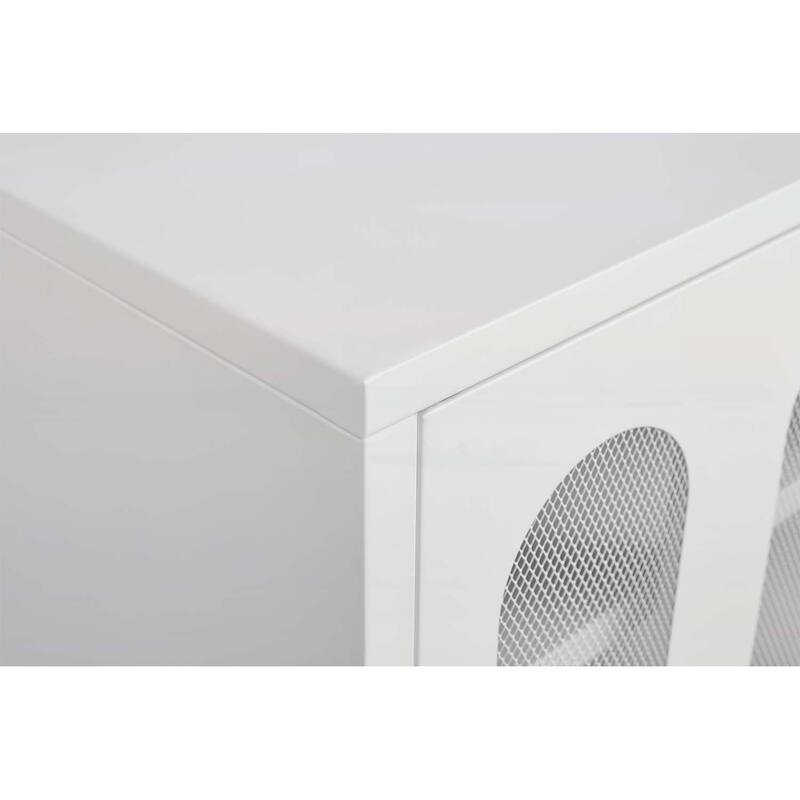 Minimalist Shoe Cabinet with Adjustable Mesh Doors