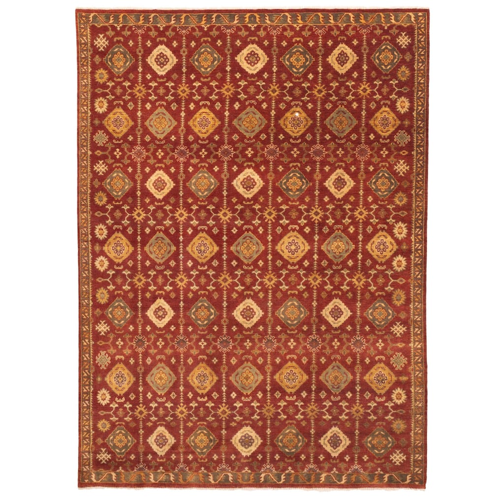 ECARPETGALLERY Hand-knotted Finest Agra Jaipur Dark Red Wool Rug - 8'9 x 11'7