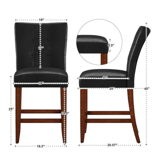 Tufted High Back Counter Height Stools (Set of 2) by iNSPIRE Q Classic