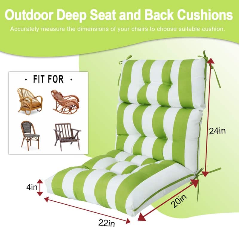 2 Pcs Set High Back Patio Chair Cushions, 44'' x 22''x 4''Tufted Rocking Chair Cushions, for Garden Porch Home Office Chair Use