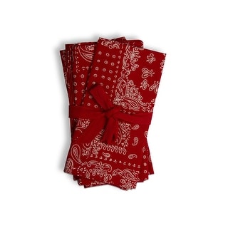 Bandana Pasiley Napkin Set Of 4 Red Cotton Machine Wash - 20 x 20