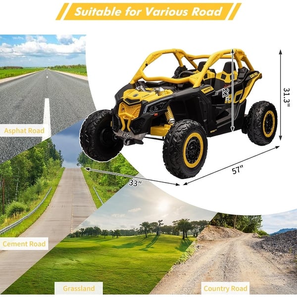 dimension image slide 3 of 4, 24V Batteries 2 Seats Ride on UTV with Remote Control for Kids