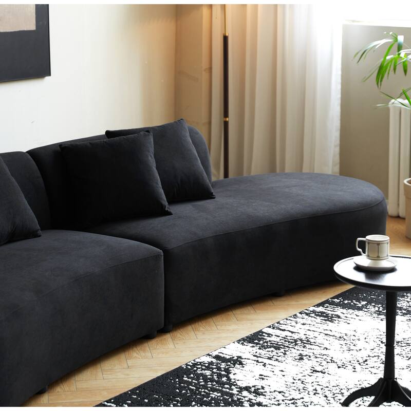 US Pride Furniture 90.2 inch Elegant Half Moon Design Curved Luxury 4-Seat Sofa with High-Density Foam Filled