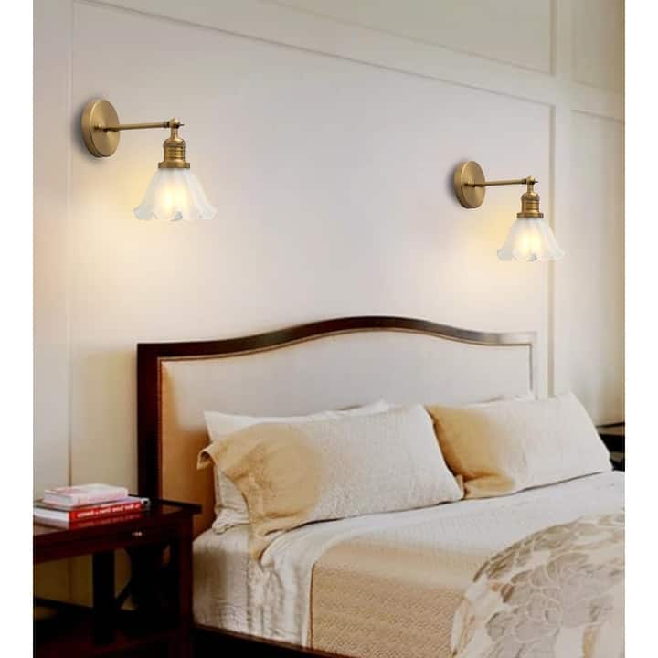 1 Pack wall sconces gold light wall bedroom glass, metal wall lighting