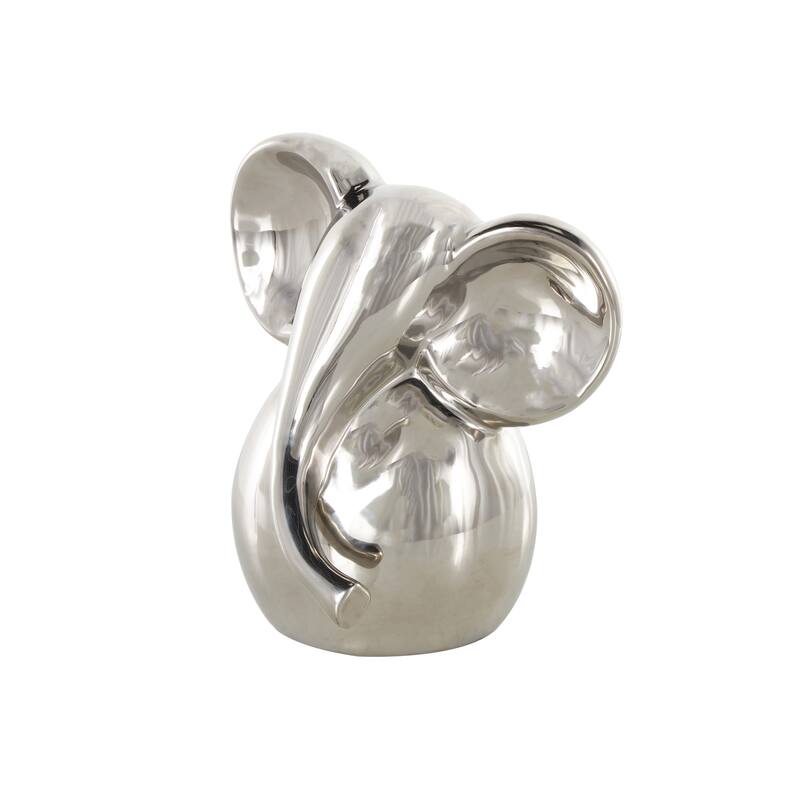 Ceramic Glossy Elephant Decorative Sculpture - Silver or Gold