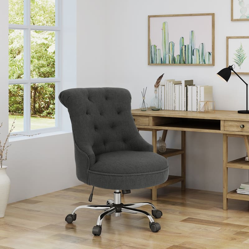 Fashion Office Chair Tufted Diamond Stitch Office Chair with Lift Mechanism, Chrome Base and Casters, for Office