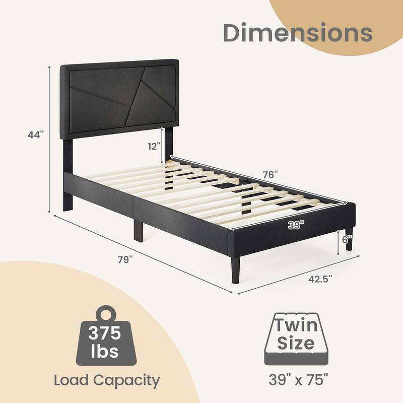 Costway Twin/Full/Queen Size Bed Frame with High Headboard & Wooden