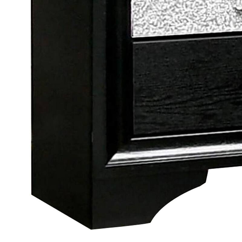 Black/Silver 2 Drawer 26 in. W Nightstand with 1 Jewelry Drawer
