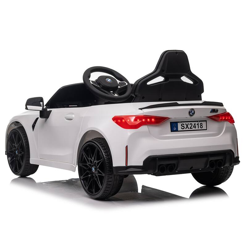 BMW M4 12v Kids ride on toy car 2.4G W/Parents Remote Control,Three speed adjustable,A handle with wheels and a pull