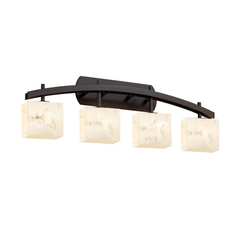 Justice Design LumenAria Archway 4-light Dark Bronze Bath Bar, Faux Alabaster Rectangle Shade