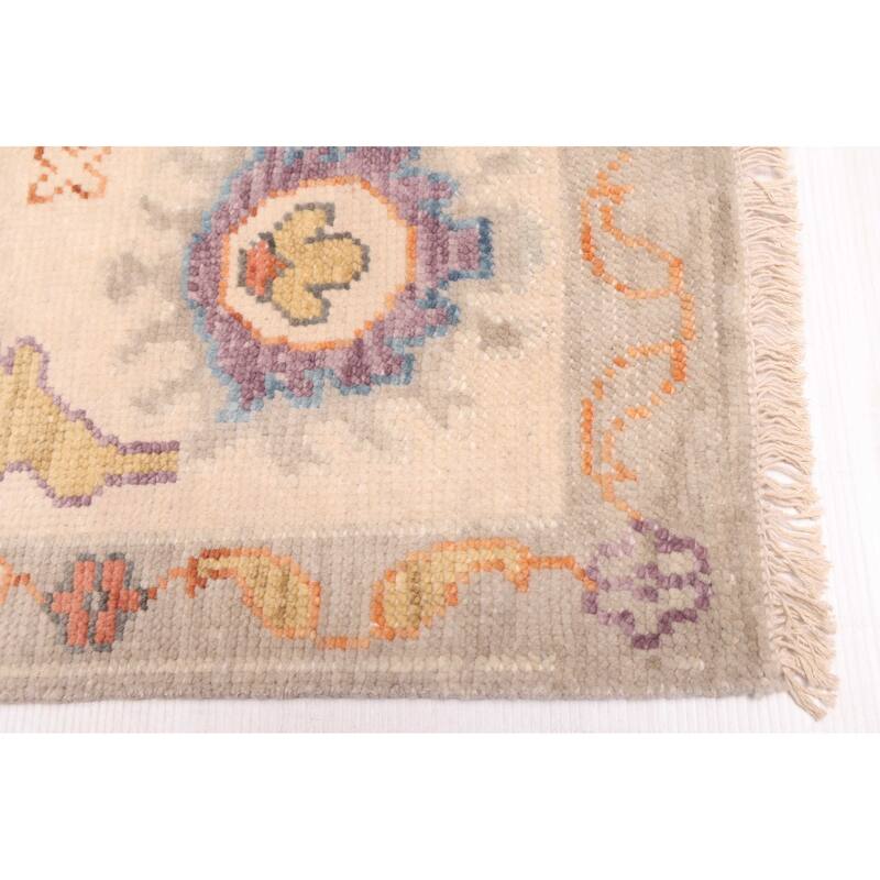 ECARPETGALLERY Hand-knotted Modern Oushak Light Grey Wool Rug - 7'11 x 9'10