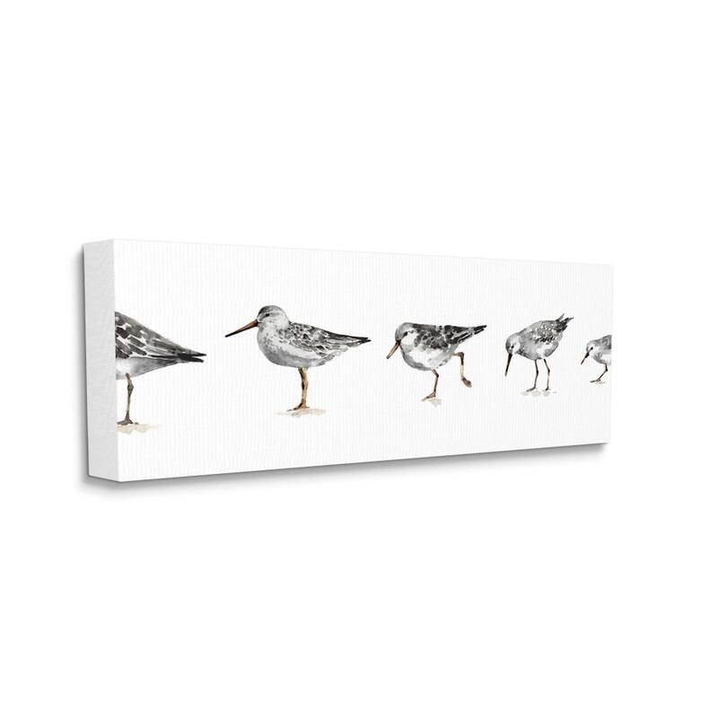 Stupell Sandpiper Bird Stances Minimal Grey White Painting Canvas Wall Art - 20 x 48