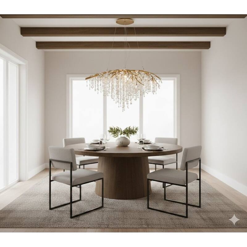 10-Light Gold Branch Chandelier With Champagne Beaded Crystal Accents
