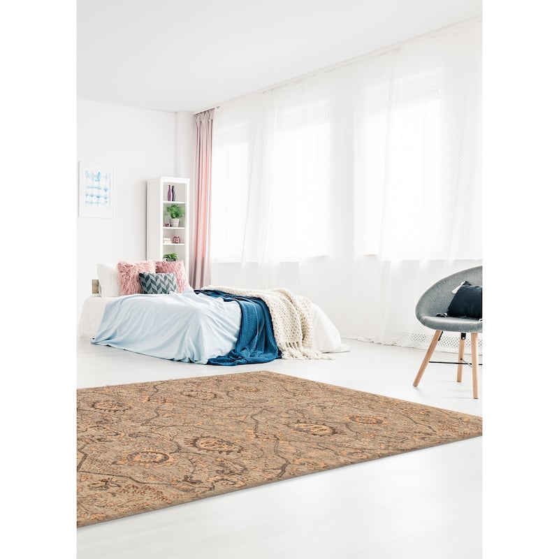 ECARPETGALLERY Hand-knotted Jules Serapi Grey Wool Rug - 8'11 x 11'10
