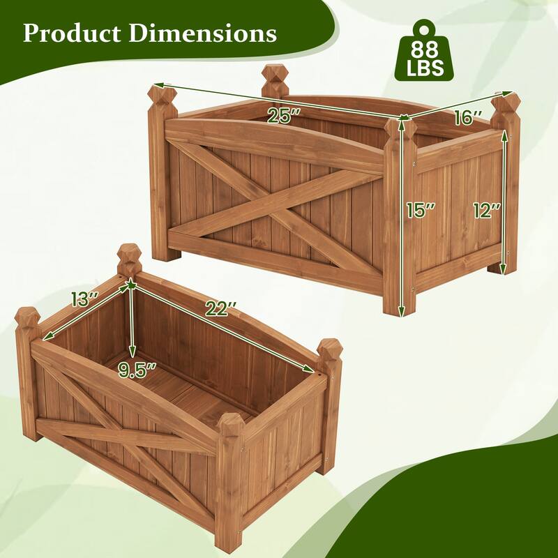 Gymax Wooden Raised Garden Bed Elevated Outdoor Planter Box w/