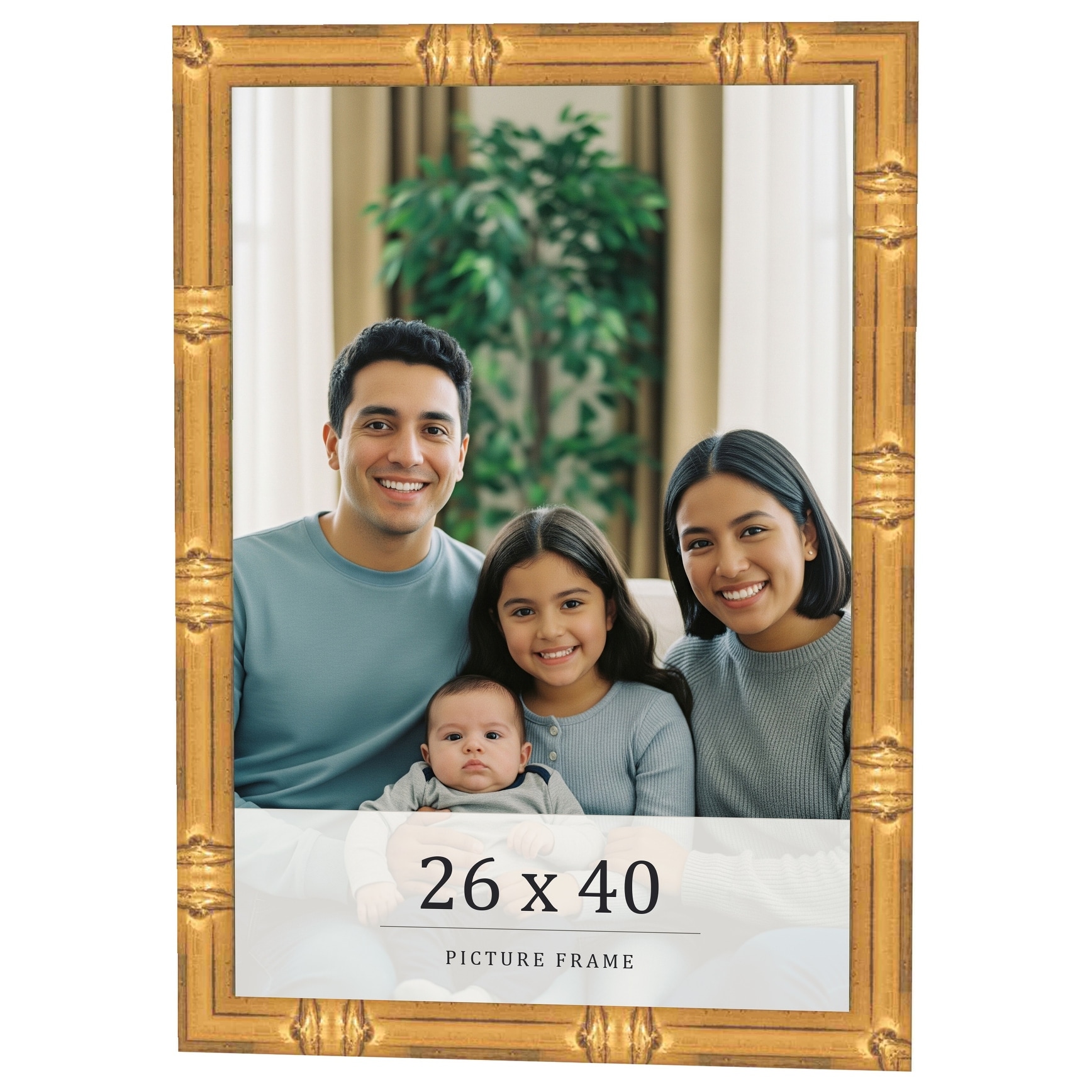 26x40 Frame Gold Bamboo Solid Wood Picture Frame | 1 Inch Moulding