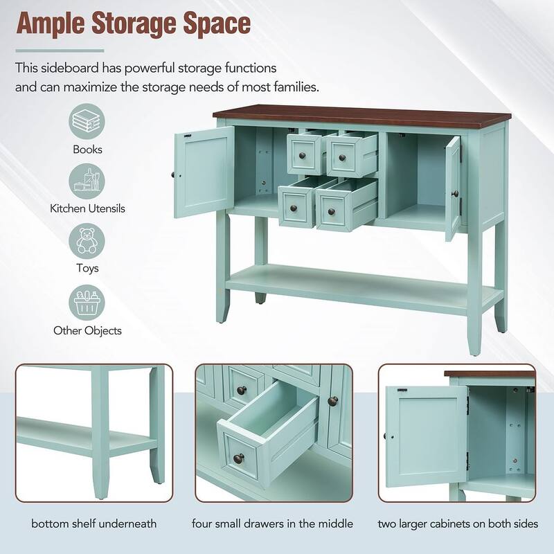 Elegant Storage Dresser with 4 Small Drawers and Bottom Shelf for Bedroom