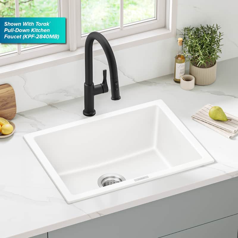 KRAUS Granite 24 inch 1-Bowl Undermount Drop-in Kitchen Sink