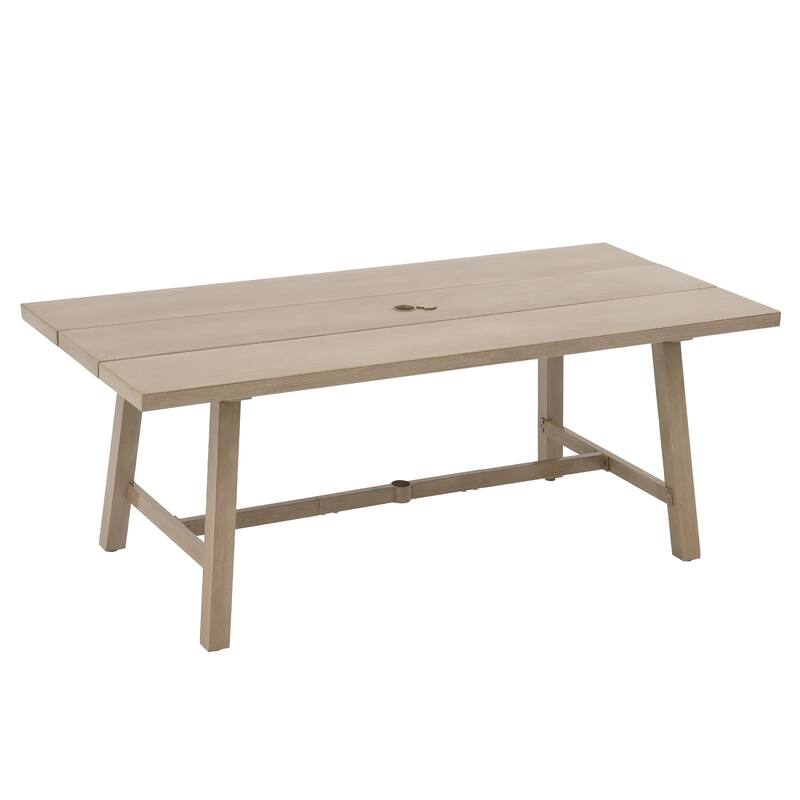 Aluminum Outdoor Dining Table with Umbrella Hole, Weather-Resistant Patio Table for Backyard, Garden, Poolside, and Balcony