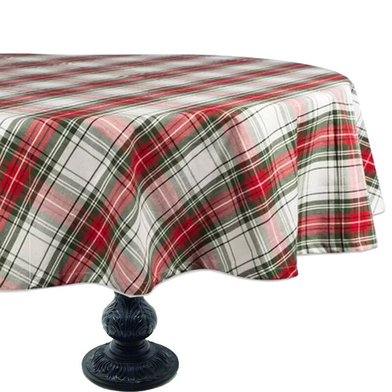 Fabstyles Celebration Plaid Christmas High Quality Cotton Tablecloth - 72RD
